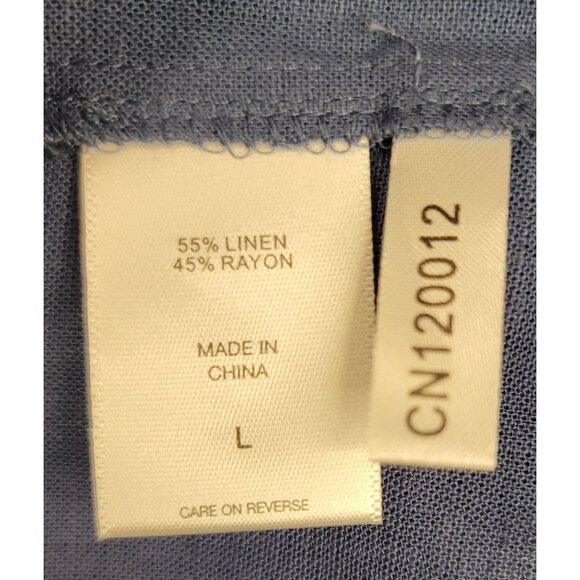 New York & Company Linen Blend Button Front Shift Dress Rich Navy Blue Large New - Picture 5 of 8